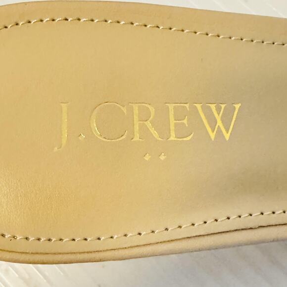 J Crew Sandals Womens 8.5 Beige Woven Slide Open Toe Block Heel Raffia Fringe - Picture 9 of 11